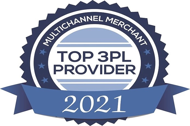 Multichannel Merchant Top 3PL Provider 2021 award badge for MasonHub, signifying their recognition as an industry leader in fulfillment services.